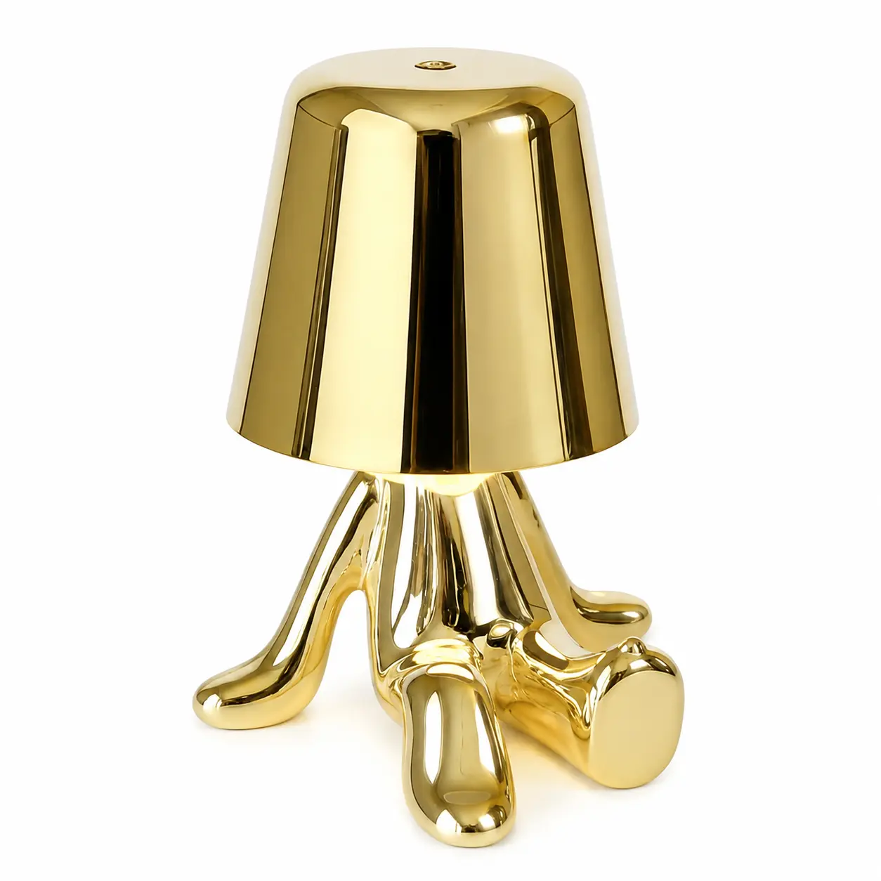 Ambient Thinker Golden Man Shape Table Lamp - High-End Novelty Sensor Lighting with Aluminum Resin Build, Built-In Cells, Desk Lights Function for Bedroom, Coffee Shop Home Decor, Touch Sensor