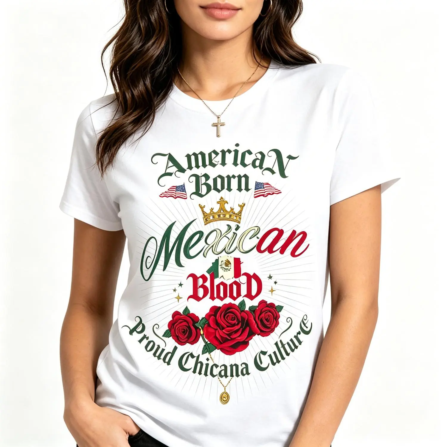 100% Cotton American Born Mexican Blood Proud Chicana Culture Tee My Roots American Born Mexican Blood Chicana Culture Top  funny graphic tee vintage t