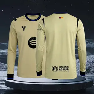25 26 Away Kit Yellow Long Sleeve Soccer Jersey Fans Version
