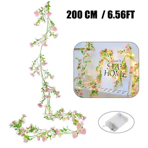Artificial Daisy Flowers Vine Silk Flower Garland Spring Fake Flower String Lights Vine Hanging Ivy with Light Pink Daisy Flowers Green Leaves for Wall Party Wedding Arch Floral Decor Home Indoor Outdoor Ceremony