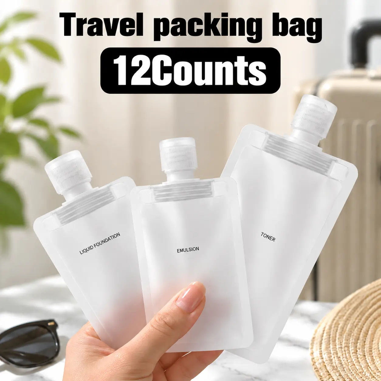 12 pcs Travel Squeeze Pouch Bottle | Leakproof Refillable Travel Containers for Skincare & Toiletries