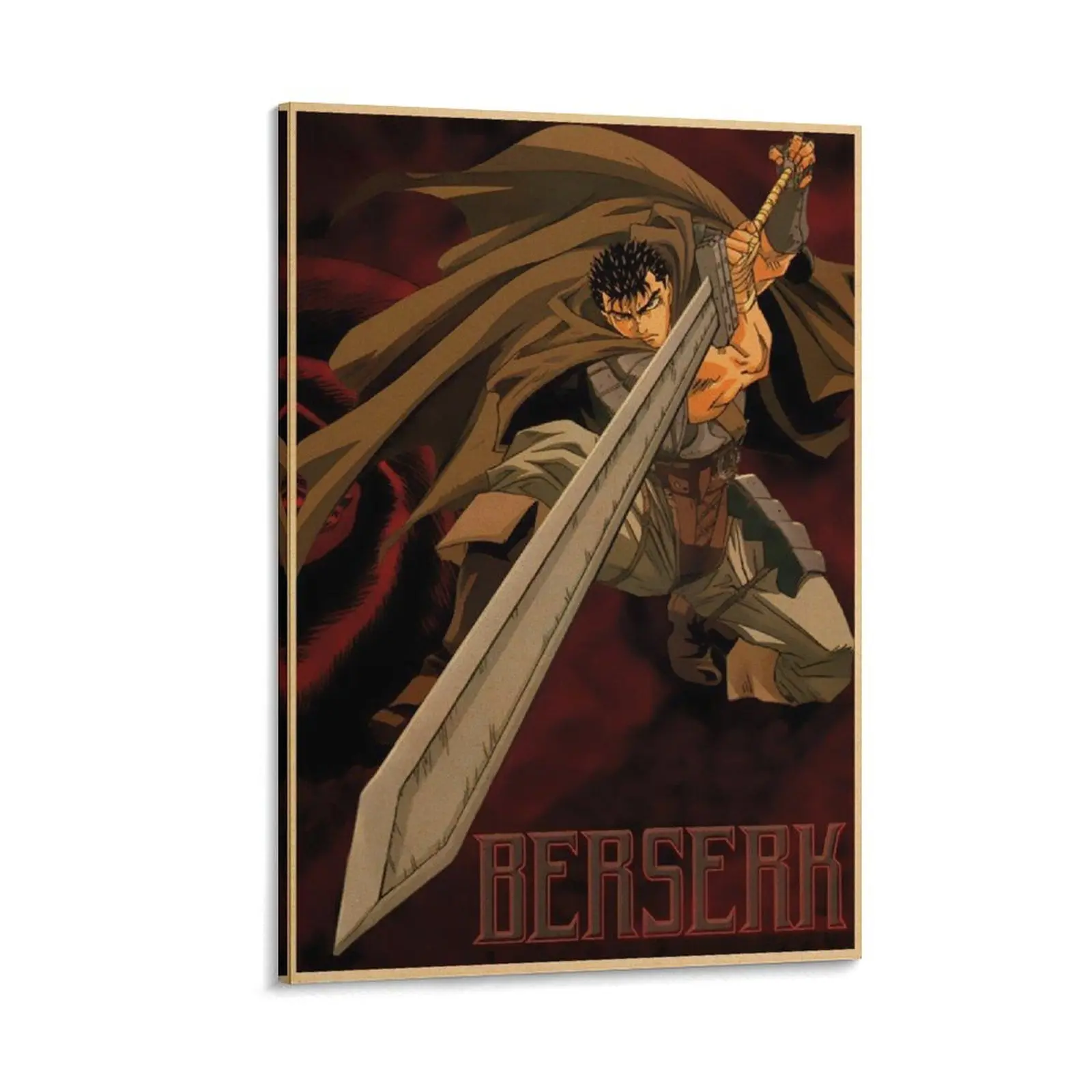 Berserk Wall Art Anime Canvas Poster - Framed Home Decor for Modern Bedroom, Office, Ideal Special Gift Ornament, Frame-.