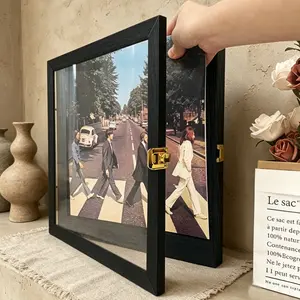 Wooden Vinyl Storage Display Box, Acrylic Transparent Showcase, Wall-Mounted Home Decor, Art & Music Lover Gift, Versatile Decoration