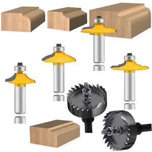 1/2 Inch Shank Router Bit Sets 4 PCS Round Over Panel Cabinet Door Rail and Stile Router Bits Woodworking Wood Cutter Woodwork Carbide Groove Tongue Milling Tool(Panel)