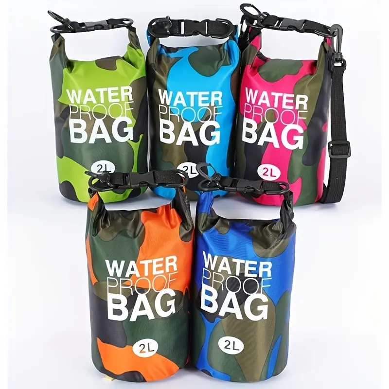 Waterproof Dry Bag with Sporty Geometric Pattern - Durable and Functional PVC for Camping, Boating, and Rafting