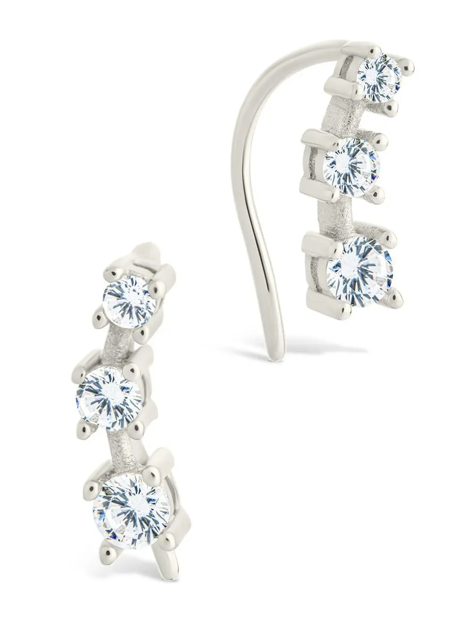 Sterling Silver Round Cut Mini Ear Crawlers