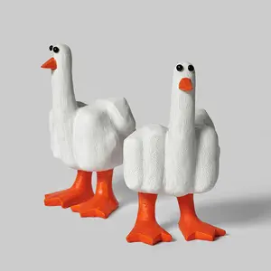 Interesting Duck Statue, Middle Finger Duck Resin Crafts Decoration Middle Finger Duck Art Sculpture Christmas Halloween Ornaments Carving