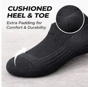 Men's Black Socks with Cushioned Heel & Toe, Mesh Ventilation