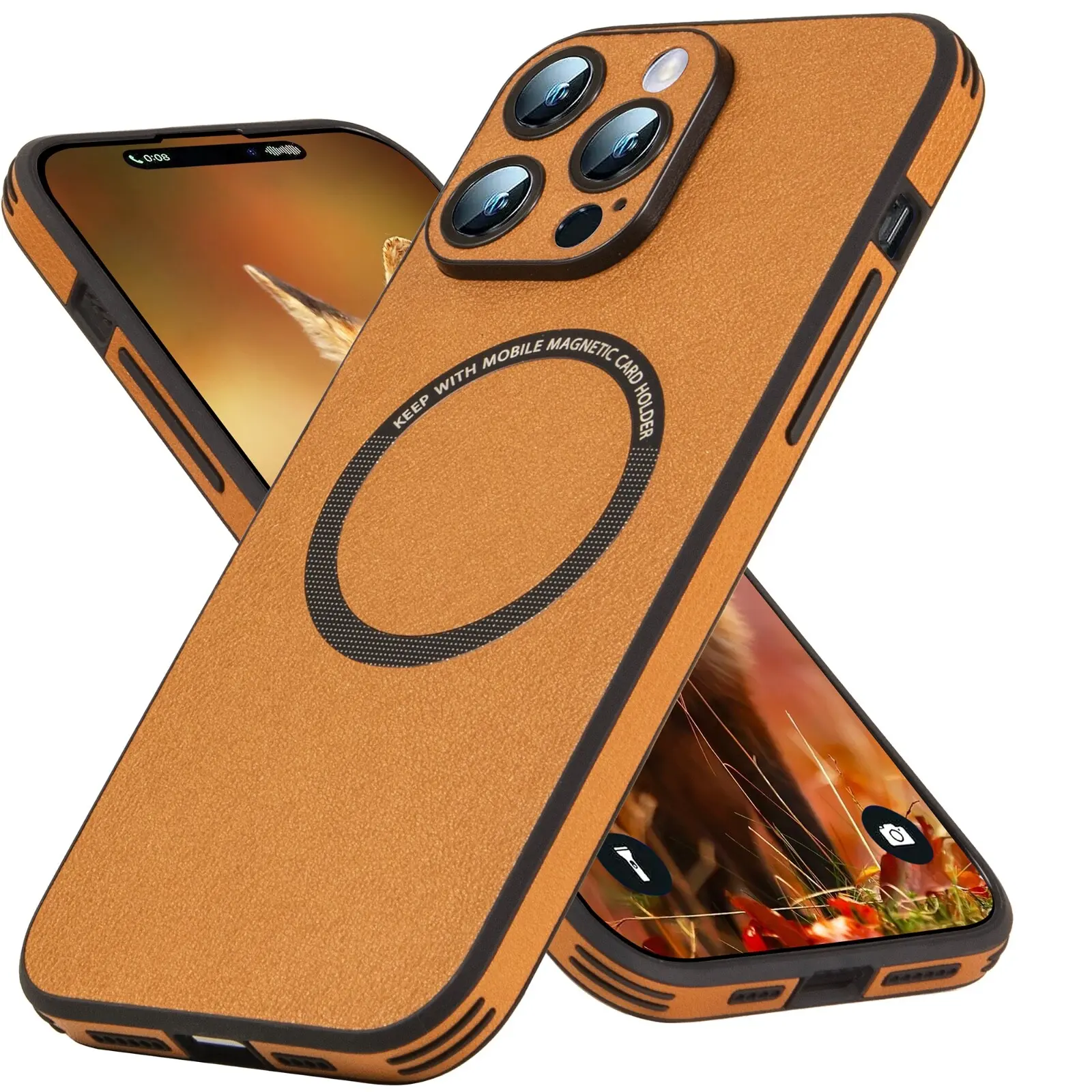 Shockproof Leather Case For iPhone 16 15 14 Plus 13 Pro Max + Lens Protector