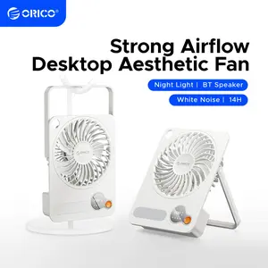 ORICO Desktop & Wall Mountable Fan 4 Types, 3600mAh Rechargeable, 14-Hour Runtime, 3-Speed Brushless, Digital Display, Quiet, Handheld Fan, Type-C Powered,  Night Light & Bluetooth Optional-dFan