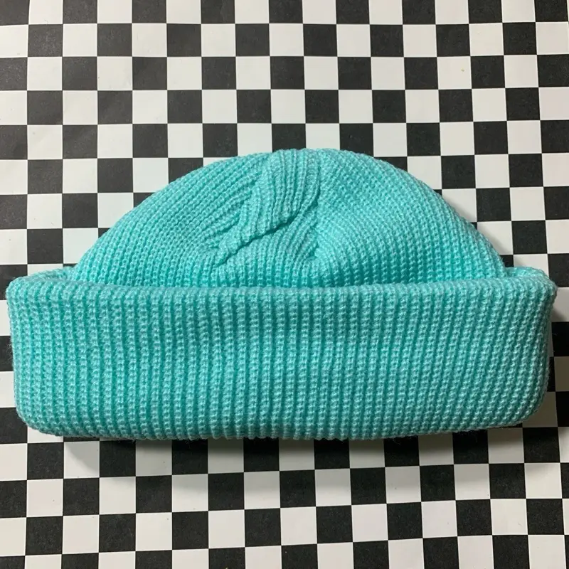 Baby Blue Fisherman Beanie - Short Fitting Street Style Beanie for Men, Designed to Cover Crown Above Ears, Knitted Hat