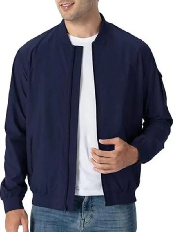 TBMPOY Men's Lightweight Bomber Jackets Light Windbreaker Casual Stylish Fall Golf Zip Up Dress Business Varsity fathersdaygift