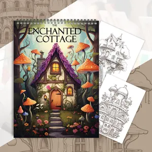 Enchanted Cottage Theme Coloring Book, 1 Count DIY Decorative Painting Magic Cottage Theme Adult Coloring Painting, Stress Relieving Art Therapy, Ideal Gifts for Holidays and Special Occasions, Christmas Gift