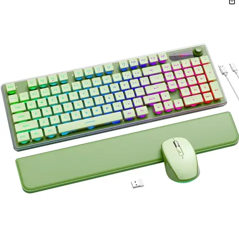 SABLUTE KM41 Wireless Keyboard & Mouse Combo, 9 Backlit Modes, Wrist Rest, Metal Panel, Rechargeable 2.4G Set for Windows Mac Laptop PC (Non-Bluetooth) tiktokshopbacktoschool
