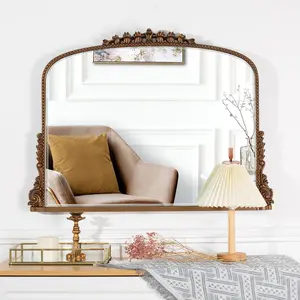 Arch Wall Mirror Baroque Accent Mirrors - 36"×23" - Antique Gold Decor Glass