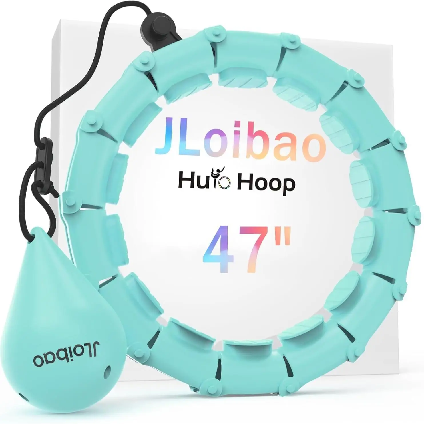 JLoibao Weighted Hula Circle 47" with 24 Detachable Links for Adults Fitness Adjustable Hoop Plus Size Smart Exercise Equipment Home Gym Kit Eco-Frien
