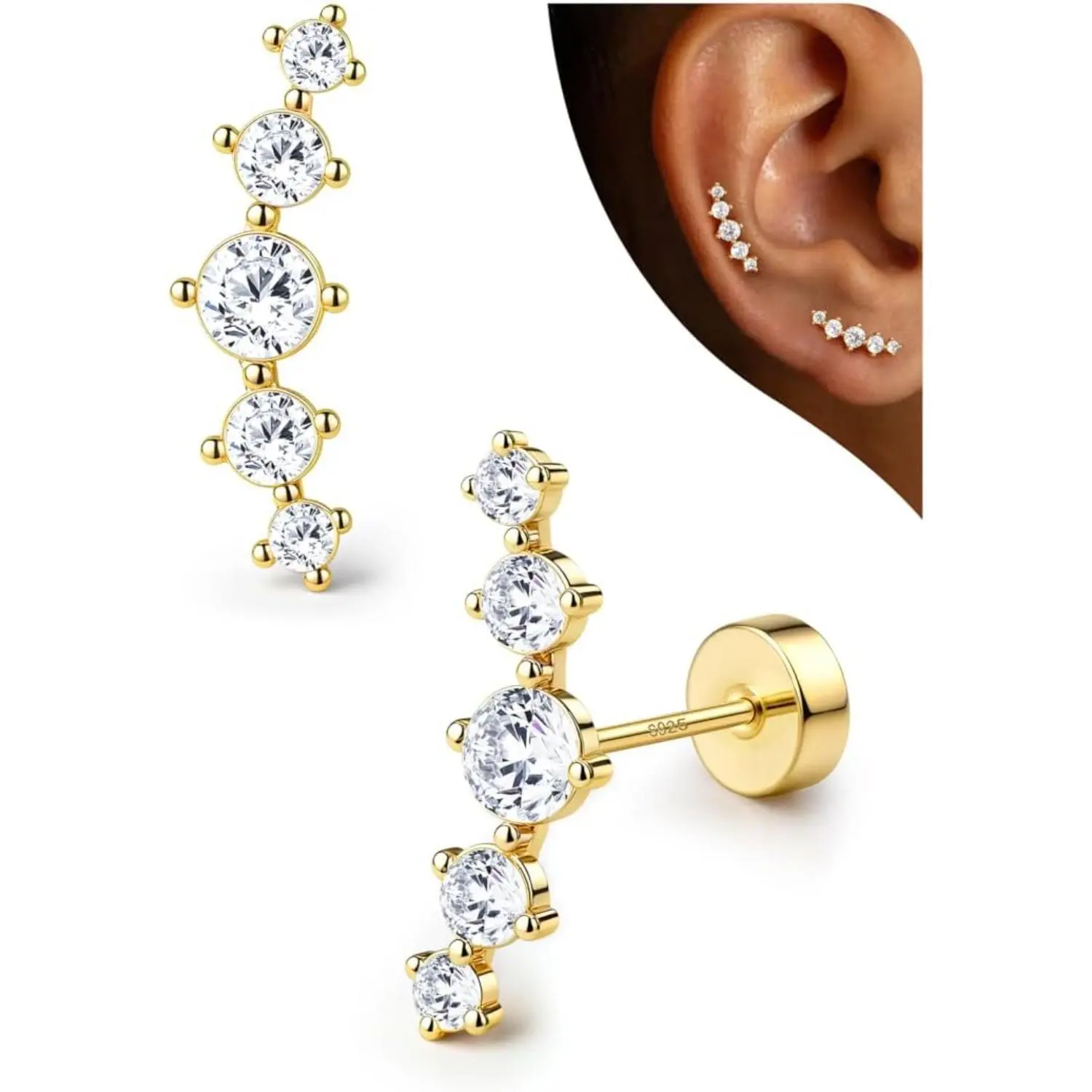 14K Gold Plated-Long CZ