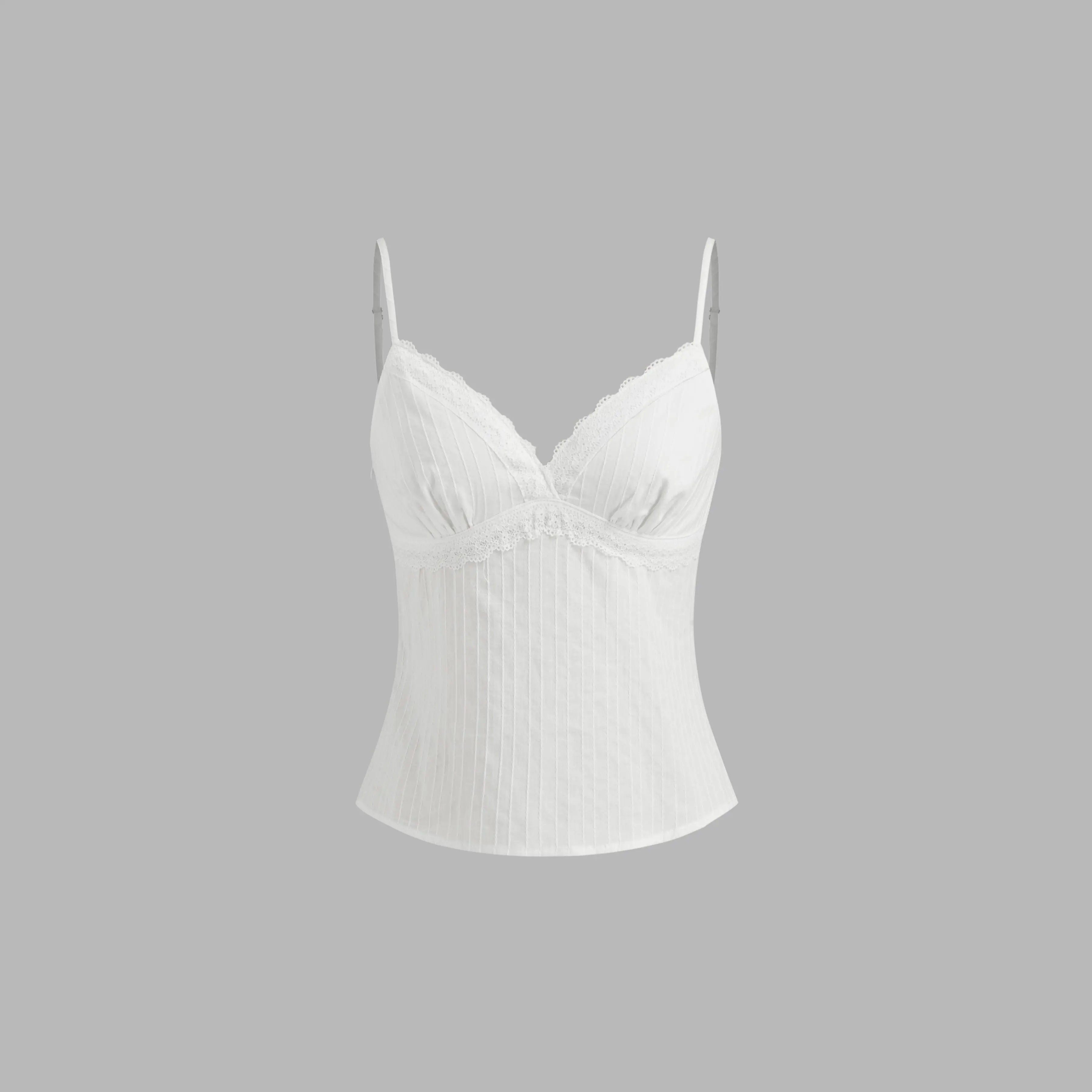 Cider Cotton V-neck Lace Trim Cami Top