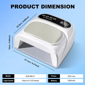 Cordless UV LED Nail Lamp with Hand Pillow, 2000mAh Rechargeable Fast Curing Dryer, U-Shaped Design for Comfortable Manicure at Home or Salon，Ideal New Year Birthday Gift，Nail supplies