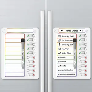 Chore Chart for Kids Dry Erase Chore Board ADHD To Do List Checklist Routine Planning Board for Fridge with 10 Sliders Magnetic Marker White Rainbow 2 Pack