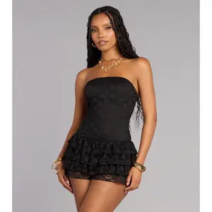 Flirty Look Lace Corset Ruffle Romper Flirty Look Lace Corset Ruffle Romper