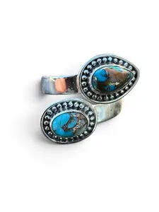 Kingman Turquoise & Spiny Oyster Solid 925 Sterling Silver Ring – Adjustable