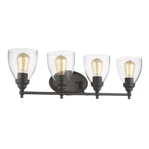 Chloe Lighting  Elissa Transitional 4 Light Rubbed Bronze Bath Vanity Light Clear Glass - 30 in.