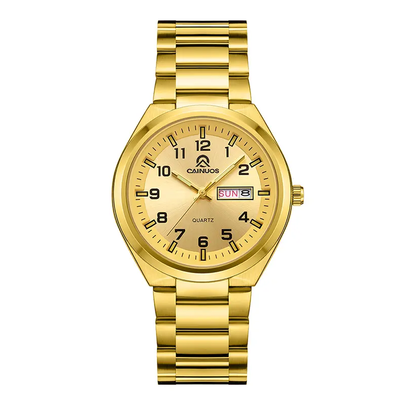 CAINUOS C5023L Women's Petite Round Quartz Watch, 25mm 2-Tone Gold-Silver Stainless Steel Bracelet, 3ATM Waterproof Luminous Week-Date, Quiet Luxury Minimalist Business Casual Dress Watch for Small Wrist Ladies、luminous,waterproof,