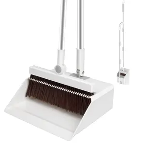Broom and Dustpan Set with Extendable Long Handle and Dustpan Comb