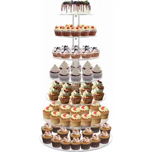 Cupcake Stand, Acrylic Cupcake Tower Tree, Decoration Ornaments  7 Tier Large Cupcake Holder for Pastry, Clear Cupcake Dispaly Stand for Party, Wedding, Baby Shower