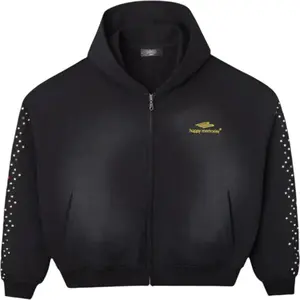 Happy Memories Don't Die HMDD Crystal Zip Up Hoodie Black