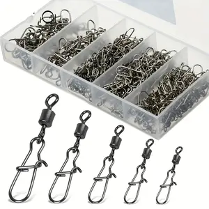 50pcs/box 4-12# Figure-of-eight Clip Set, High Quality Durable And Sturdy Connector, The Best Choice For Anglers，Fishing swivel and pin, bait connector, fishing gear accessories, Fishing Tackle