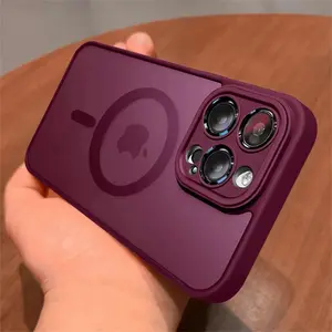 Lens Protection Case For iPhone 11 12 13 Proa Mx mini 15 16 Plus iPhone 16 15 14 Matte Translucent Magsafe Wireless Charge Cover