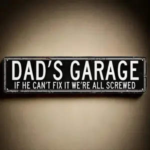 Dad's Garage Metal Tin Sign 16x4 inch, Novelty Street Sign, Home Decor, Decorative Plaque, Decorative Wall Sign for Home Farmhouse Garage, Living Room Decor, Home Decor Products, Vintage Garage Signs