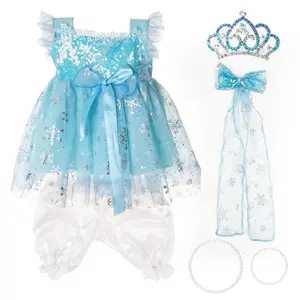Vacos 6PCS Reborn Doll Clothing Set for 17–22 Inch Dolls Handmade Sparkly Blue Princess Dress with Crown Collectible Outfit for Adult Collectors Photography