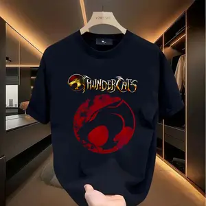 ThunderCats Casual Menswear Round Neck Short-Sleeve Streetwear T-Shirt with Leopard Pattern, Loose Couple-Style Top for Men’s Daily Wear