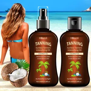Coconut Tanning Oil, 1 Box Moisturizing Hydrating Body Tanning Moisturizer Self Tanner, Nourishing Oil, Non-greasy Body & Face Tanning Oil, Skin Care Product for Women & Men, Sunless Tanning Oil Cosmetic