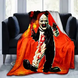 1pc Terrifier Scary Clown Horror Movie Poster Art Print - Vintage Style Polyester Flannel Home Decor Wall Hanging, All-Season Throw for Adults & Kids, Ideal for Halloween Party & Office Bedding, Halloween