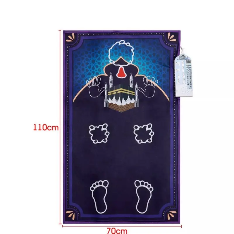 Adult Educational Interactive Prayer Mat - Islamic Gifts Muslim Blue with Quran Recitations and Hadiths