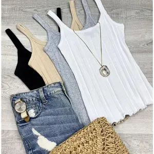 Ribbed Scoop neck Tank Top
