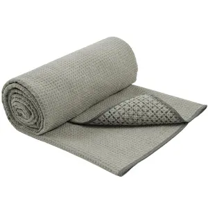 S&T INC. Yoga Mat Towel with Non-Slip Grip, Enhanced Silicone Grip, Soft and Absorbent for Gym, Pilates, and Hot Yoga Mat, 1 Pack, 24 inches x 72 inches, 340GSM, Grey