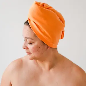 T-shirt Hair Towel, Curly Hair Plopping Towel, Handmade Cotton Lightweight Gift Traditional, Orange