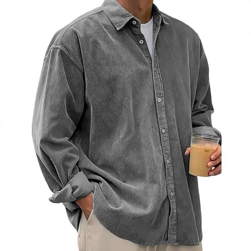 New Corduroy Shirt Men's Long Sleeve Trend Casual Loose Boys Autumn and Winter Thick Shirt Men's JacketGift
