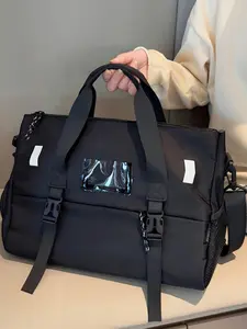 Large Capacity Gym Bag, Casual Sports Bag, Solid Color Nylon Travel Bag, Handheld Wet-Dry Separate Shoe Compartment Luggage Bag, Yoga Bag, Unisex