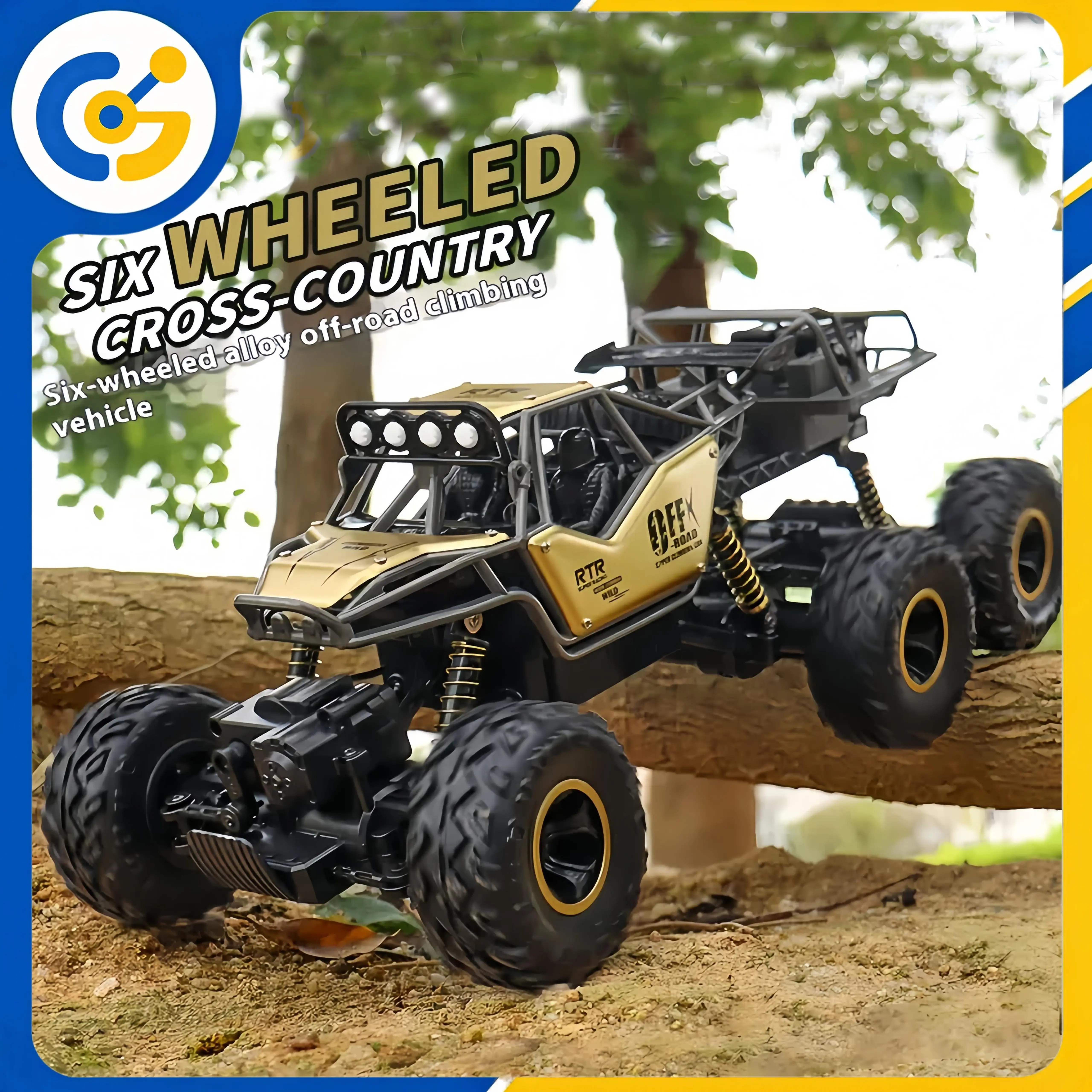 RC Six-Wheel Alloy Rock Climbing Remote Control Car 4WDOff-Road RC Toy with High Elasticity Shock Absorption, DurableKids Toy for Over 3 Years Old, Birthday Gift
