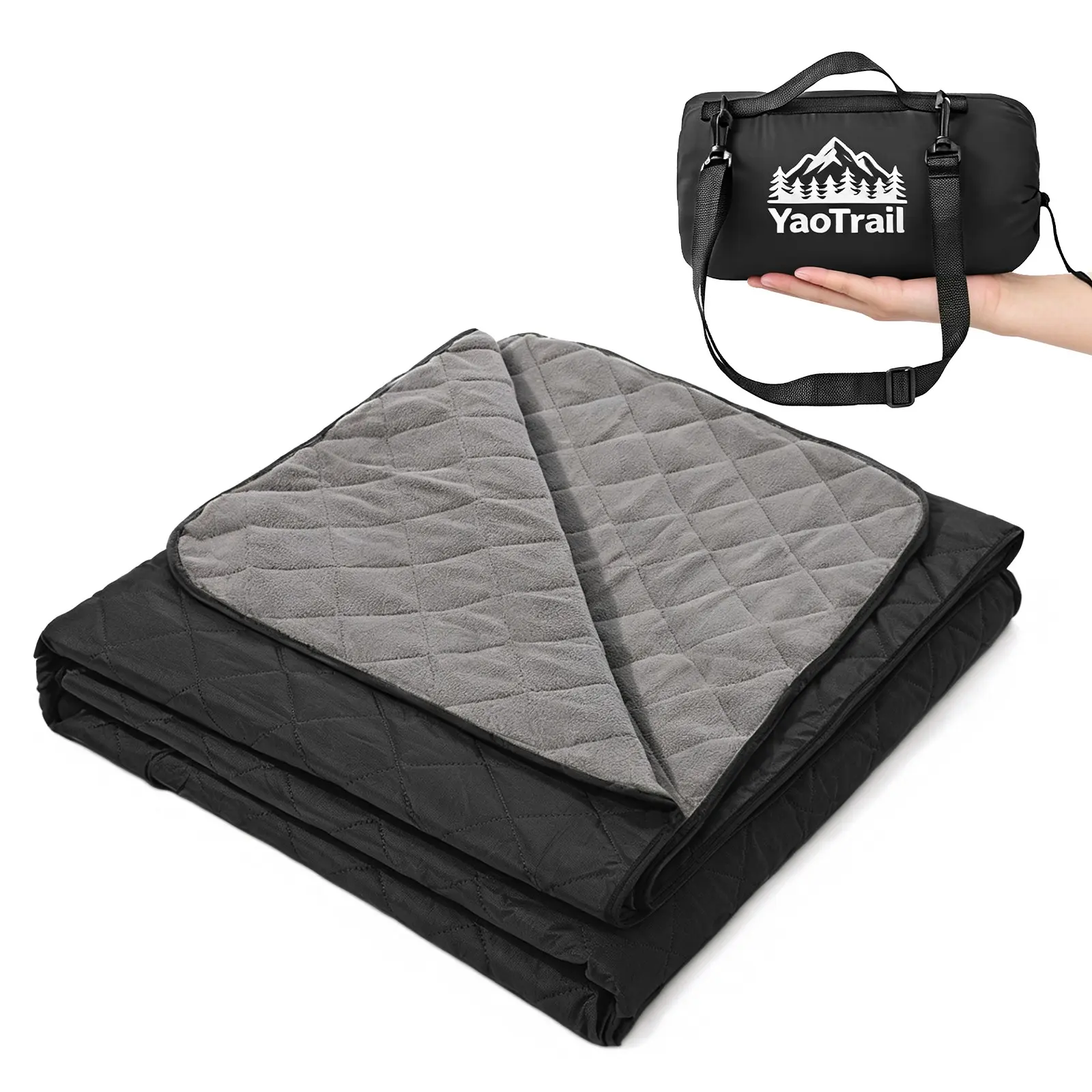 Waterproof Fleece Picnic Blanket, Dual-Layer Thick Outdoor Rug, Portable Handbag Design, Washable and Warm, Ideal for Camping, Beach, Park, Road Trip Essentials, Camping Gear, Camping Accessories