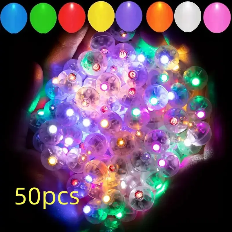 50 Battery Powered LED Balloon Lights, Long-Lasting Small Round Ball Lights, Vivid Colors for Wedding Christmas Halloween Party Decorations, Party Decoration Supplies, Party Lighting Decoration