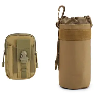 2 Pack Molle Pouch Combo Water Bottle Pouch Holder Tactical Molle Pouches Compact Utility Waist Bag Pack High Strength Durable Nylon Ripstop Fabric Scratch Resistant Hiking Camping Backpack Hiking Trekking Rucksack