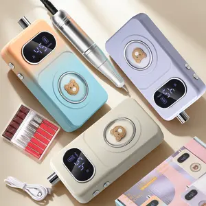 Cute Bear Design Rechargeable Electric Nail Drill With 45000 RPM, Large HD LCD Screen, 8-Hour Battery Life & Anti-Slip Strips For Salon And Home Use, Nail Polish Sander, Nail Drill Bits
