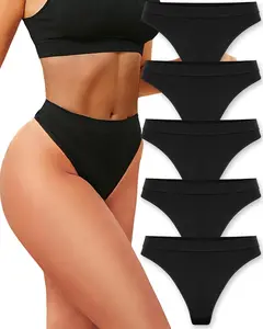 High Waisted Thong for Women Panties Breathable Sporty Tangas Seamless No Show Underwear Pack S-XLGift